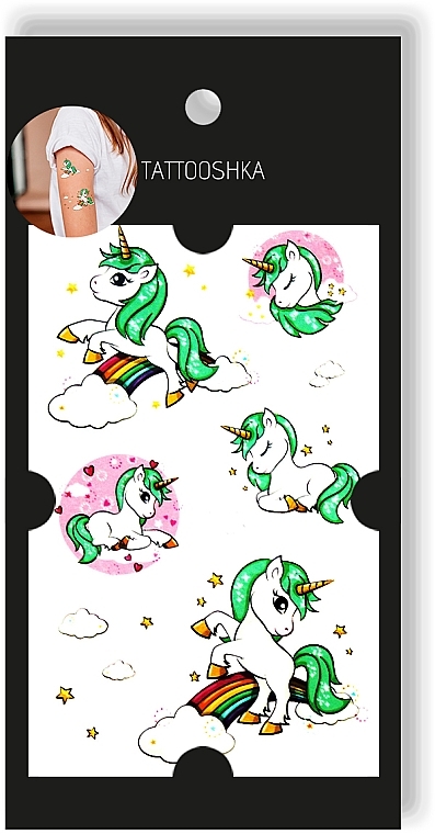 Temporary Tattoo 'Green Unicorn' - Tattooshka — photo N2