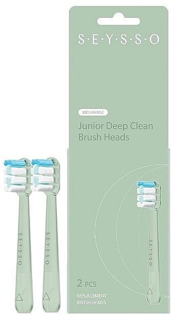 Electric Roothbrush Heads, 2 pcs - Seysso Junior Deep Clean Brush Heads Green — photo N1