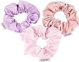 Elastic Hair Band, 3 pcs, lilac, light pink, beige-pink - Glov — photo N1