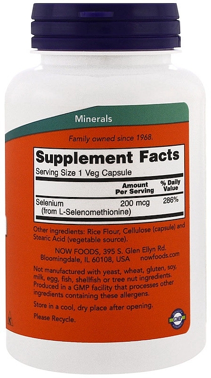 Capsules "Selenium" 200 mcg - Now Foods Selenium Essential Mineral — photo N4