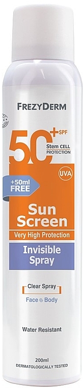 Face and Body Sun Cream - Frezyderm Sun Screen Invisible SPF50+ Spray — photo N1