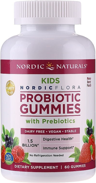 Dietary Supplement with Berry Flavor "Probiotic" - Nordic Naturals Probiotic Gummies Kids Merry Berry Punch — photo N1