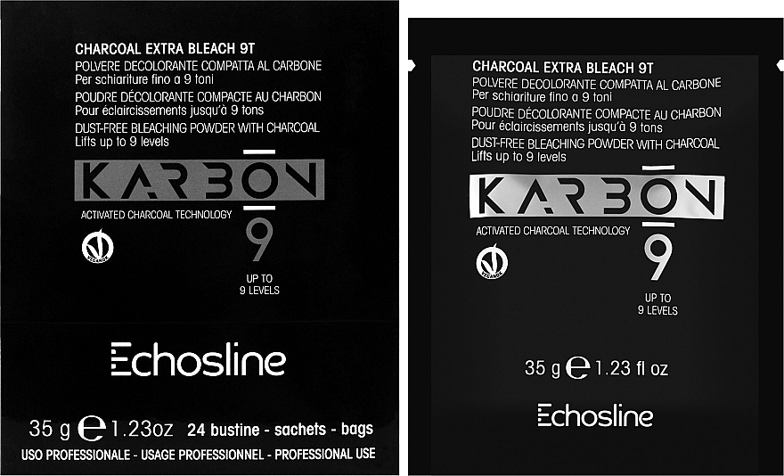 Bleaching Charcoal Powder, 9 levels - Echosline 9 Charcoal Extra Bleach 9T — photo N2