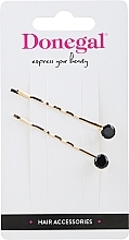 Fragrances, Perfumes, Cosmetics Invisible Hair Clips FA-5695, gold with black stones - Donegal