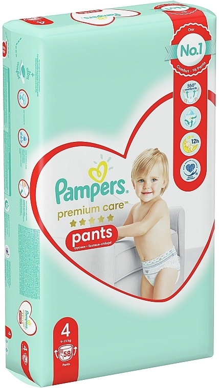 Nappy Pants, size 4 (9-15 kg), 58 pcs - Pampers Premium Care Pants — photo N2
