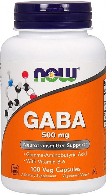 Amino Acid GABA with Vitamin B6, 500 mg - Now Foods GABA with Vitamin B6 500 mg — photo N4