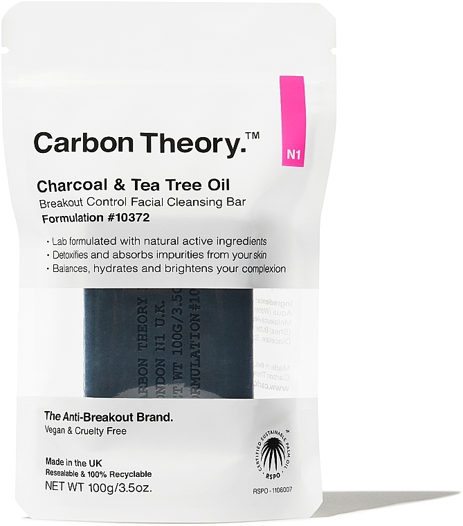 Cleansing Charcoal Soap for Problem Skin - Carbon Theory Facial Cleansing Bar — photo N1