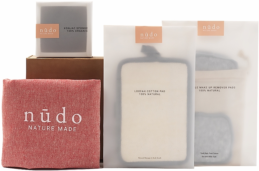 Set - Nudo Nature Made Skin Essentials (sh/sponge/1pc + f/sponge/1pc + bag/1pc + pads/7pcs) — photo N1