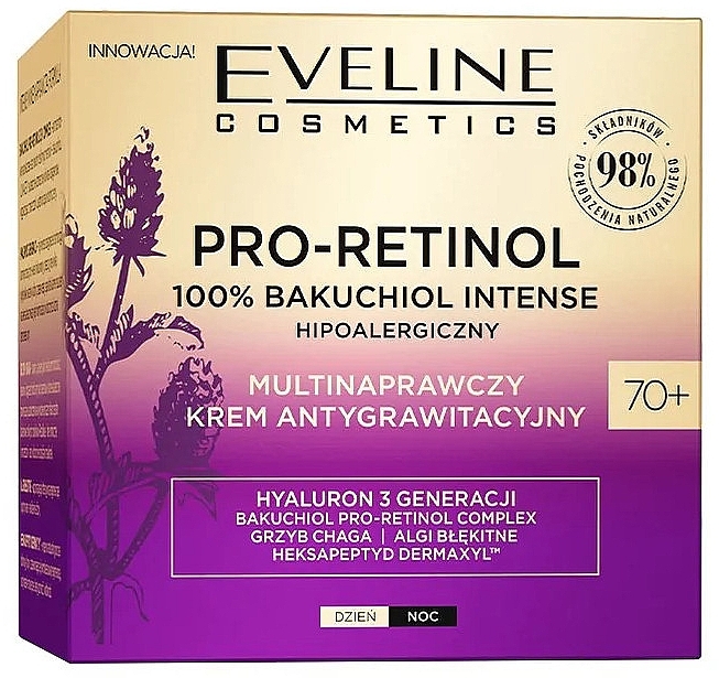 Multi-Revitalizing Face Cream 70+ - Eveline Cosmetics Pro-Retinol 100% Bakuchiol Multi-Repair Anti-Gravity Cream — photo N1