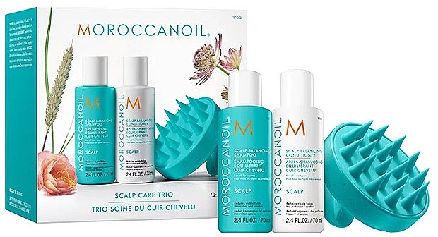 Set - MoroccanOil Scalp Care Trio (shm/70ml+h/cond/70ml+scalp/brush/1pc) — photo N1