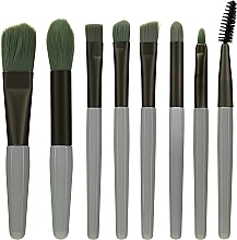 Makeup Brush Kit in a Case, 8 pcs, blue - Lewer — photo N1