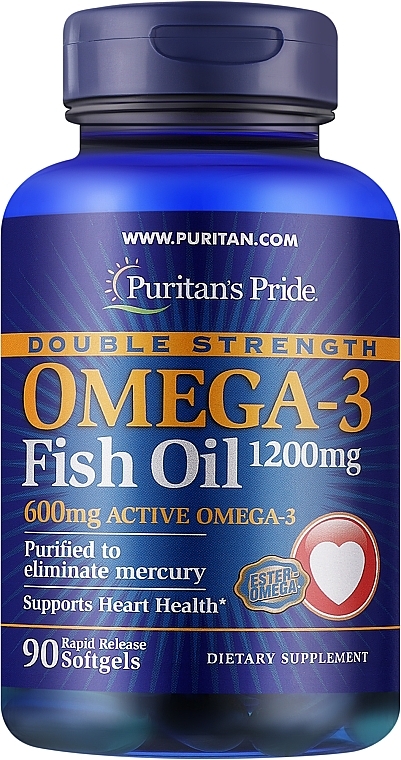 Omega-3, 1200 mg - Puritan's Pride Double Strength Omega-3 Fish Oil 1200mg/600mg Softgels — photo N3