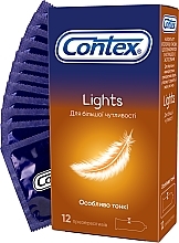 Latex Condoms with Silicone Lubricant, ultra-thin, 12 pcs - Contex Lights — photo N1