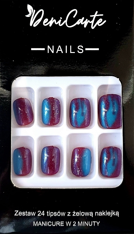 Square Nail Tips, 24 pcs. - Deni Carte Nails 7011 — photo N1