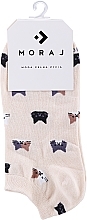 Women Cotton Socks with Kittens, beige - Moraj — photo N1