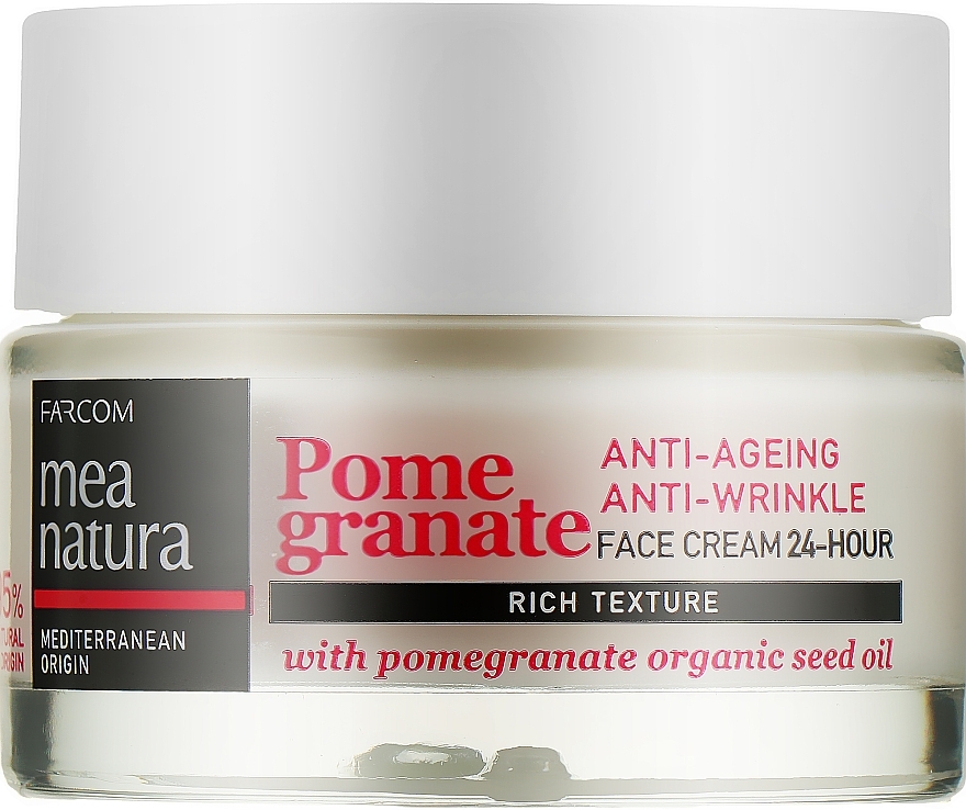 24H Anti-Aging Face Cream - Mea Natura Pomegranate 24H Anti-Ageing Face Cream Rich Texture — photo N2