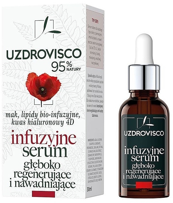 Poppy Extract Regenerating & Moisturising Face Serum - Uzdrowisco — photo N1