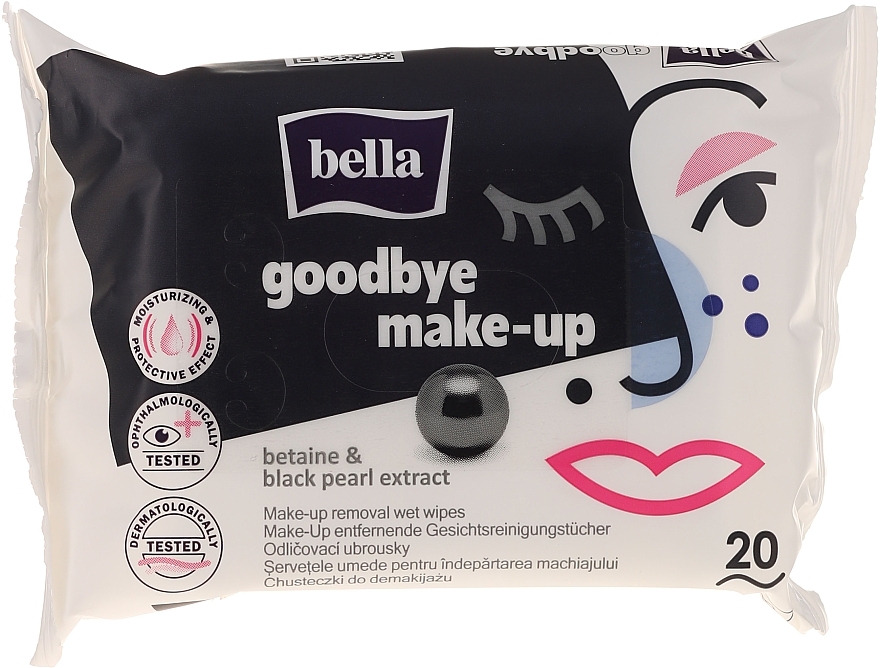 Makeup Remover Wet Wipes, 20 pcs. - Bella — photo N1