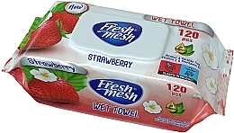 Fragrances, Perfumes, Cosmetics Strawberry Wet Wipes, 120 pcs - Fresh Mesh Strawberry Wet Towel