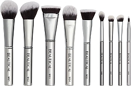 Fragrances, Perfumes, Cosmetics Makeup Brush Set, 9 pcs - Beautical Metal Glam Brush Set