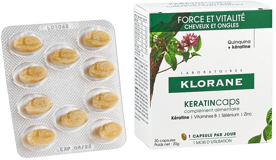 Hair & Nail Food Supplement - Klorane Keratin Caps Suplement Dietary Hair & Nails — photo N1