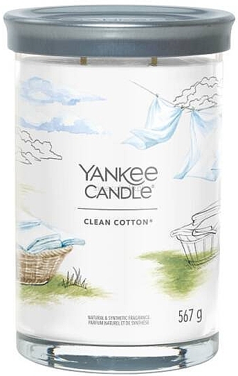 Scented Candle in Glass 'Clean Cotton', 2 wicks - Yankee Candle Singnature — photo N1