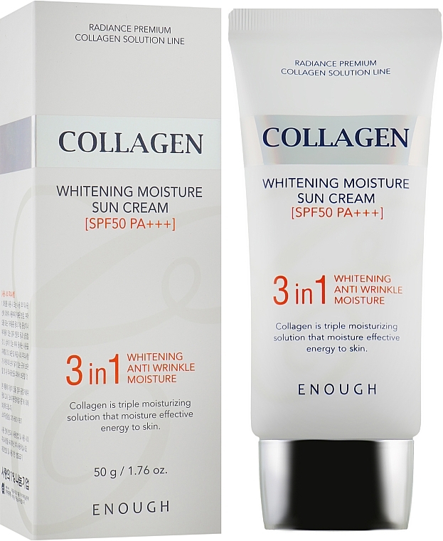 Facial Sun Cream with Marine Collagen - Enough Collagen 3in1 Whitening Moisture Sun Cream SPF50 PA+++ — photo N1