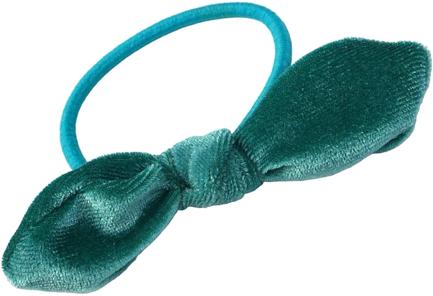 Hair Tie with Velvet Bow, turquoise - Lolita Accessoires — photo N1