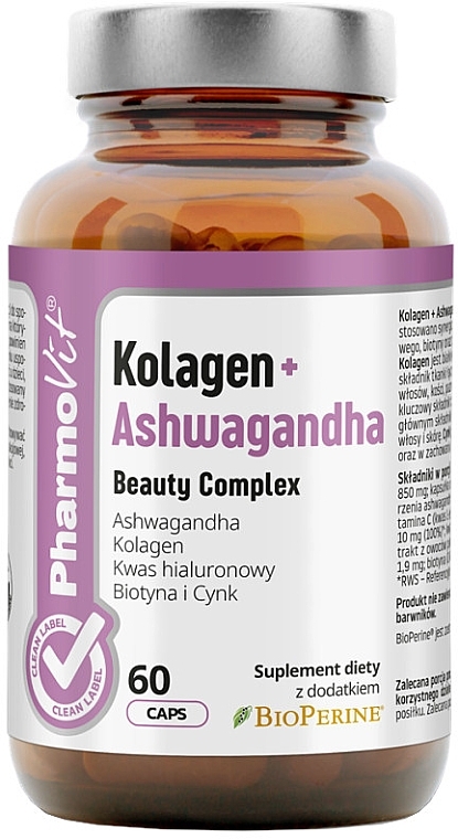 Collagen + + Ashwagandha Beauty Complex Dietary Supplement - Pharmovit Kolagen + Ashwagandha Beauty Complex — photo N1