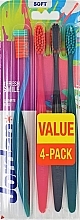 Fragrances, Perfumes, Cosmetics Toothbrush, 4 pcs, soft, red, pink, black, green - Jordan Ultimate You Soft