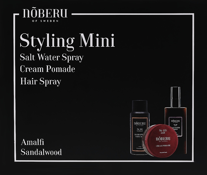 Set - Noberu Of Sweden Styling Mini (hair/pomade/80ml+hair/spray/100ml+hair/salt/spray/100ml) — photo N1