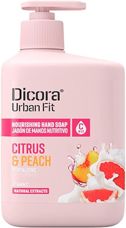 Vitamin C Liquid Hand Soap with Citrus & Peach Scent - Dicora Urban Fit Nourishing Hand Soap Vit C Citrus & Peach — photo N1