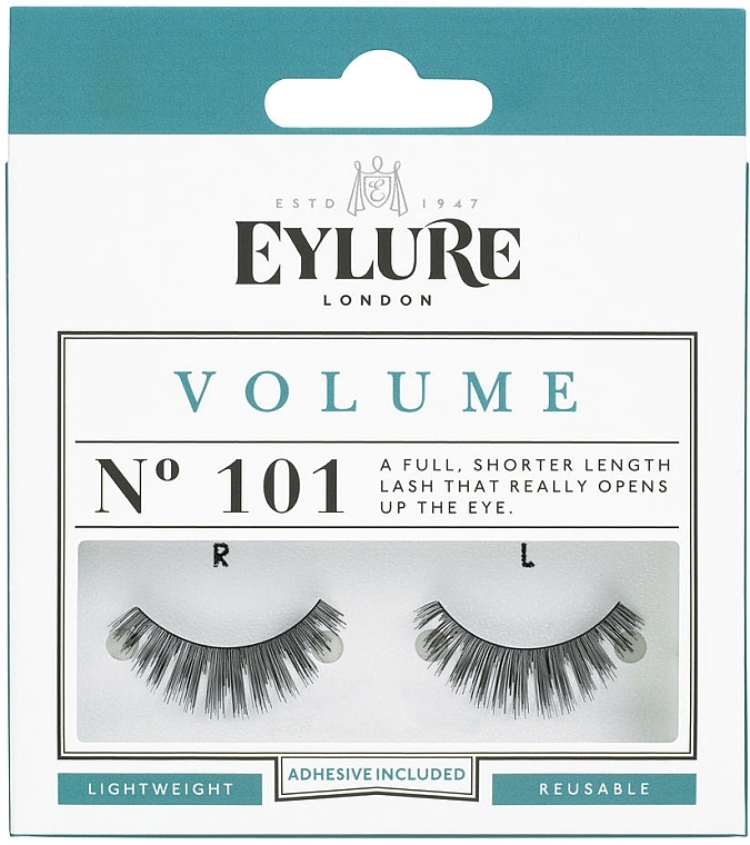 Flase Lashes №101 with Glue - Eylure Volume False Eyelashes No.101 — photo N1