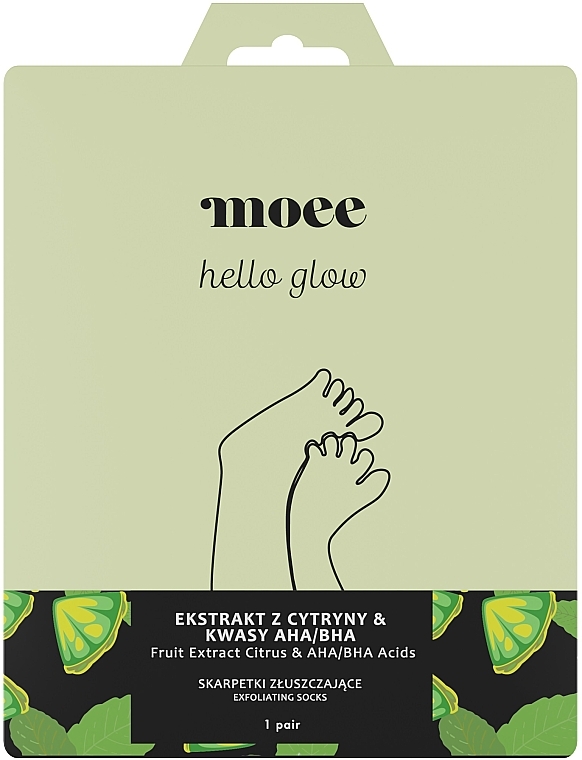 Foot Peel with Lemon Extract and AHA/BHA Acids - Moee Hello Glow — photo N1