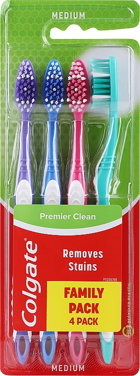 Medium Toothbrush, purple + blue + pink + turquoise - Colgate Premier Medium — photo N1