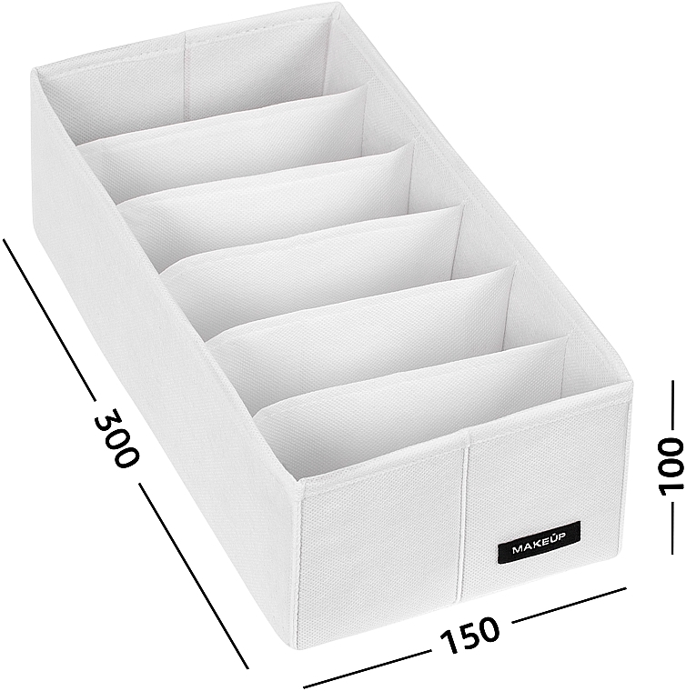 Storage Organiser with 6 Compartments 'Home', white 30x15x10 cm - MAKEUP Drawer Underwear Organizer White — photo N2