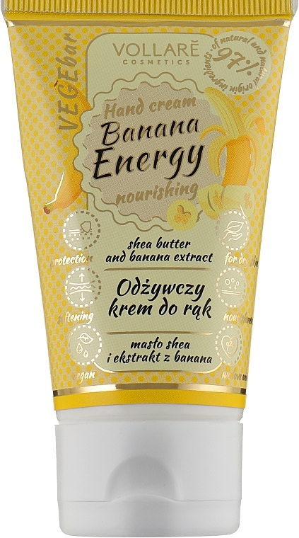 Nourishing Hand Cream "Banana Energy" - Vollare Cosmetics VegeBar Banana Energy Nourishing Hand Cream — photo N1