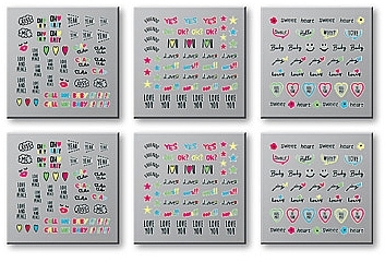 Nail Stickers, 6 psc, 42300 - Top Choice Words Neon — photo N1