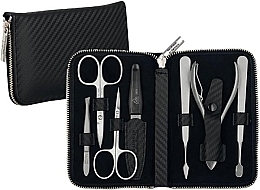 Fragrances, Perfumes, Cosmetics Zippered Case Manicure Set, 7 pcs - Erbe Solingen Carbon Manicure Case