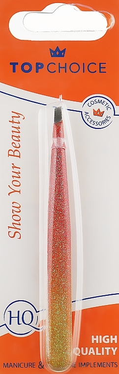 Beveled Tweezers "Epoxy Glitter", 75995, orange - Top Choice — photo N1