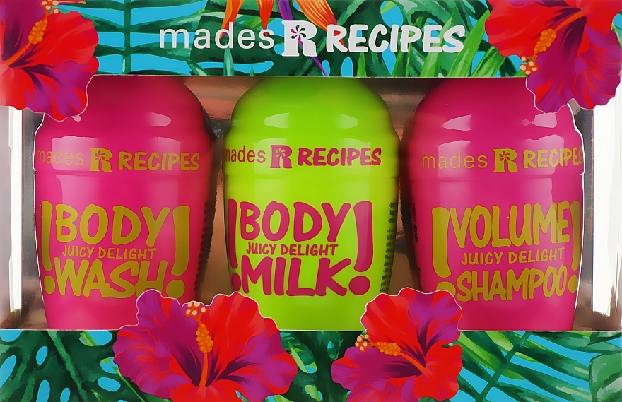 Set "Juicy Delight" - Mades Cosmetics Recipes (shm/100ml + sh/gel/100ml + b/milk/100ml) — photo N1