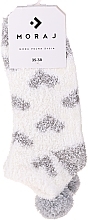 Fragrances, Perfumes, Cosmetics Warm Women Socks with Pompom, CDC450-010, white with grey hearts - Moraj