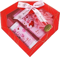 Fragrances, Perfumes, Cosmetics Set - Aurora Peony & Cherry Amber Gift Set (sh/gel/200ml + b/lot/100ml + sponge/1pcs)