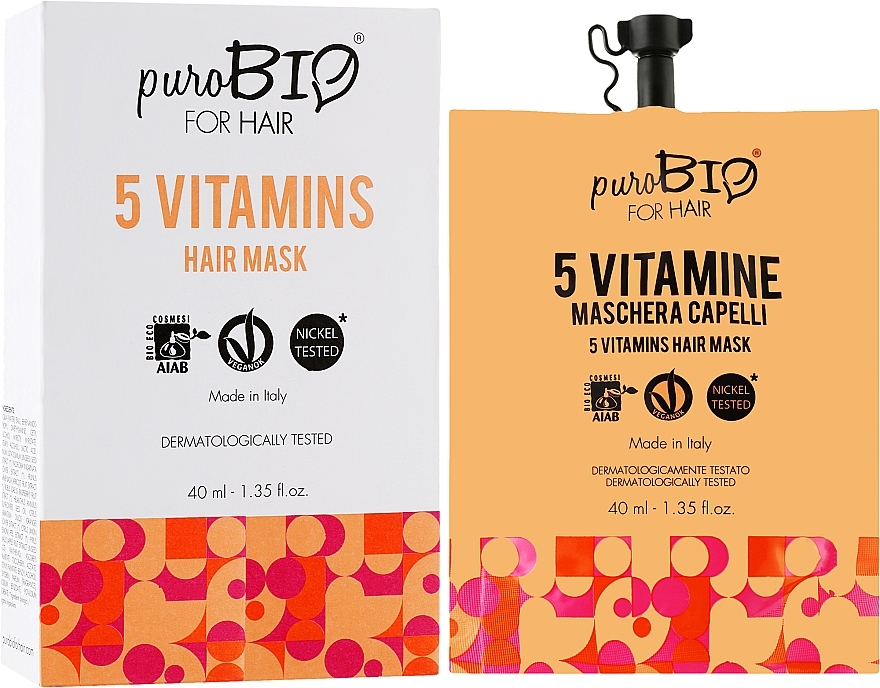 Hair Mask - puroBIO Cosmetics For Hair 5 Vitamins Mask — photo N2