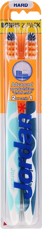 Toothbrush, hard, dark blue+blue - Jordan Advanced Toothbrush — photo N1