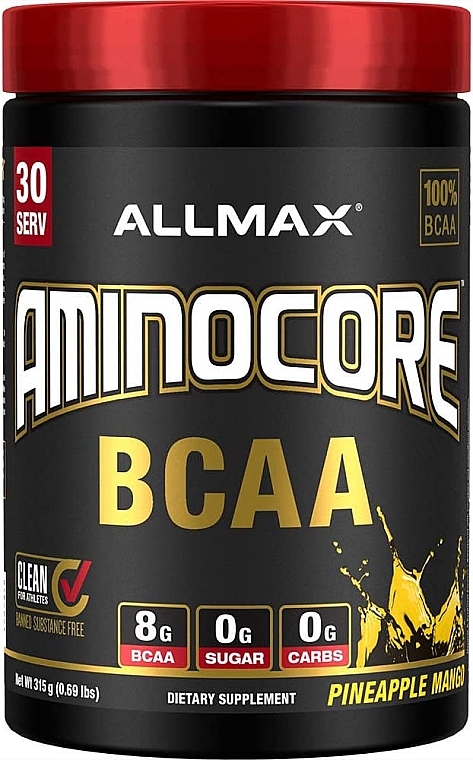 BCAAs + Pineapple-Mango Vitamins - AllMax Nutrition Aminocore BCAA Pineapple Mango — photo N2