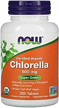 Chlorella Dietary Supplement, 500mg, 200 capsules - Now Foods Certified Organic Chlorella — photo N1
