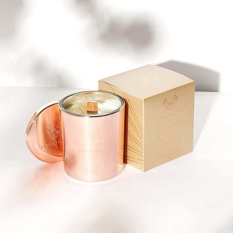 Citrine, Tobacco & Oud Soy Candle - Crystallove Soy Candle with Citrine Tobacco Oud — photo N5