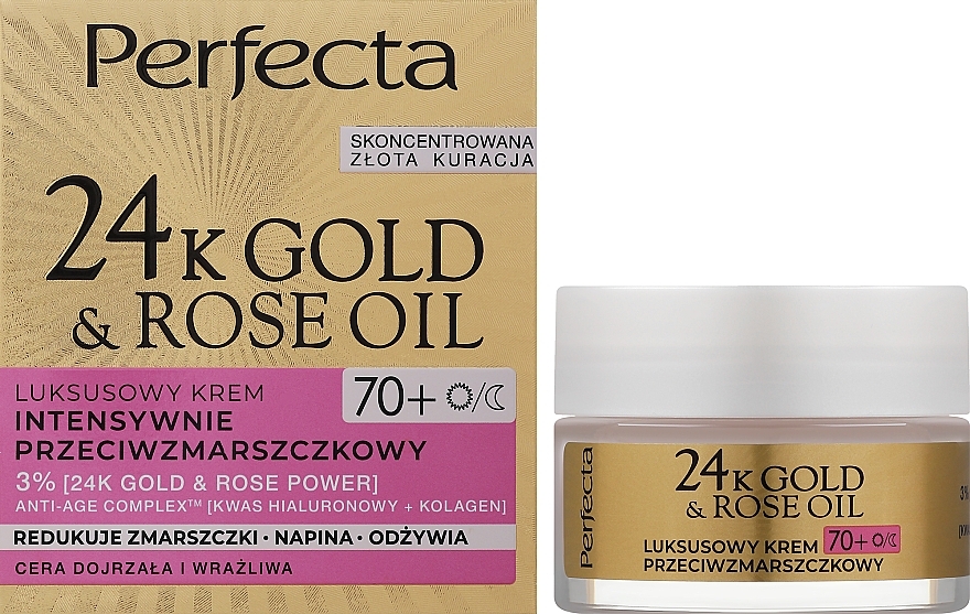 Luxury Intensive Anti-Wrinkle Face Cream - Perfecta 24k Gold & Rose Oil Anti-Wrinkle Cream 70+ — photo N1
