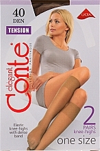 Fragrances, Perfumes, Cosmetics Knee Socks "Tension" 40 Den, 2 pairs, shade - Conte